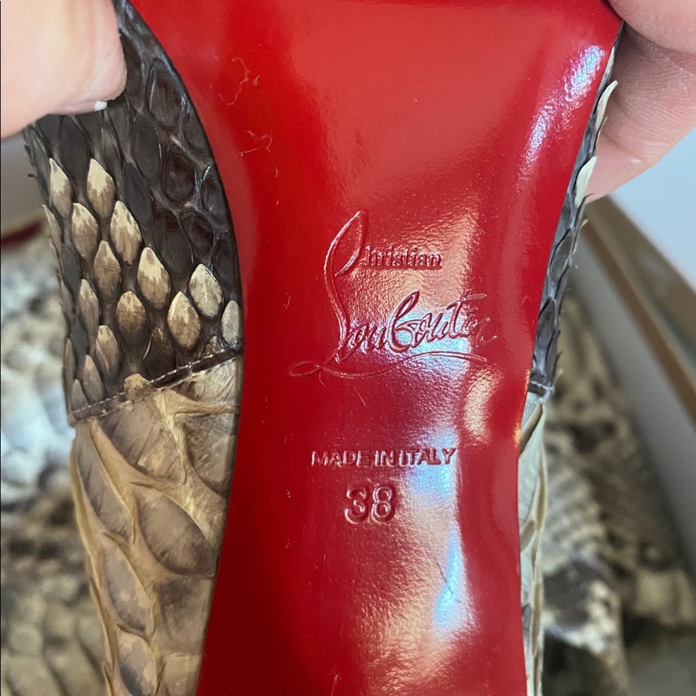 NEW Christian Louboutin 100% Real Python Snake skin tall boots - Picture 4 of 8